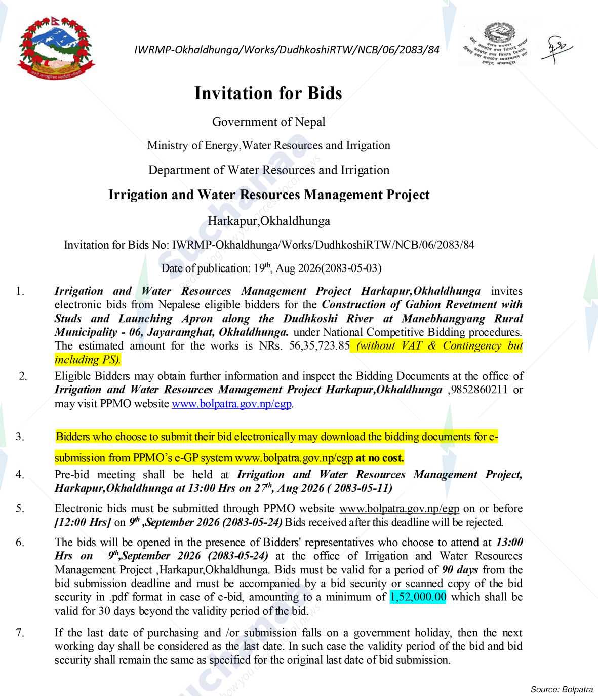 Irrigation and Water Resources Management Project, Okhaldhunga