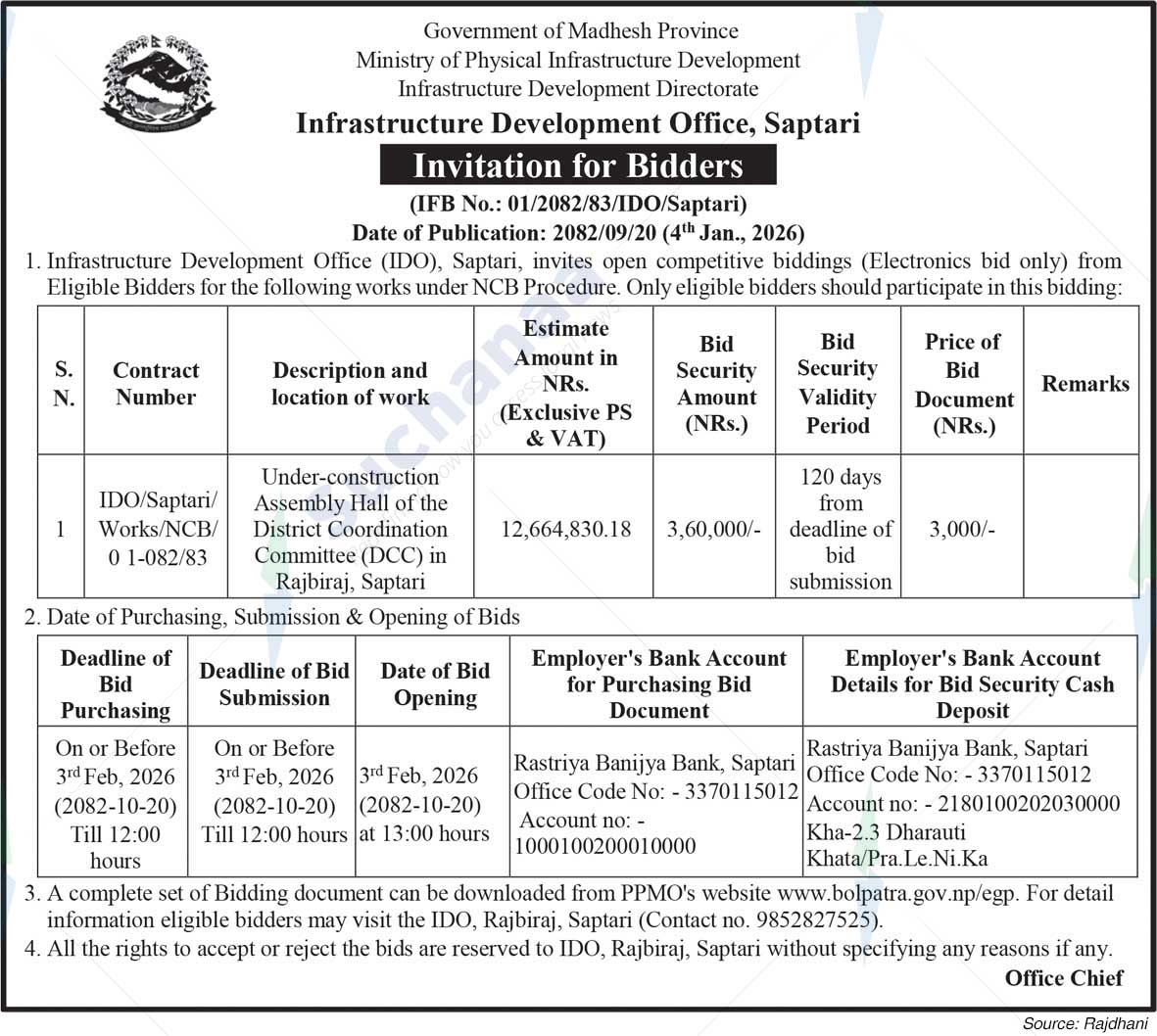 Infrastructure Development Office, Saptari