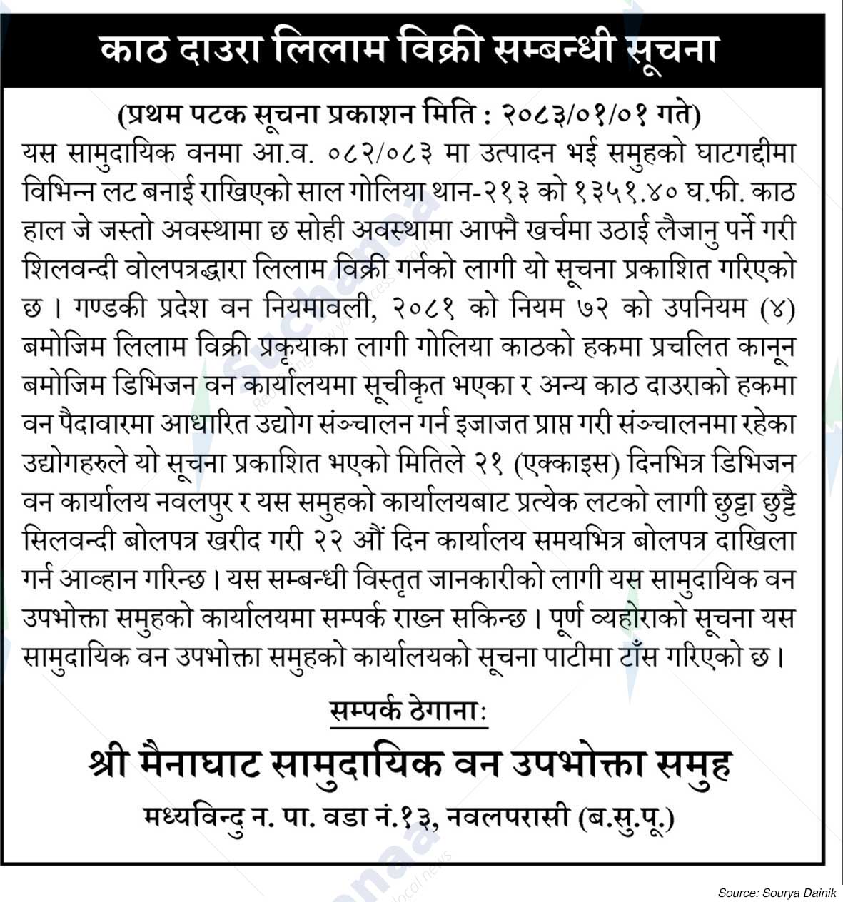 Shree Mainaghat Saa.Wa.Wo.Sa.
