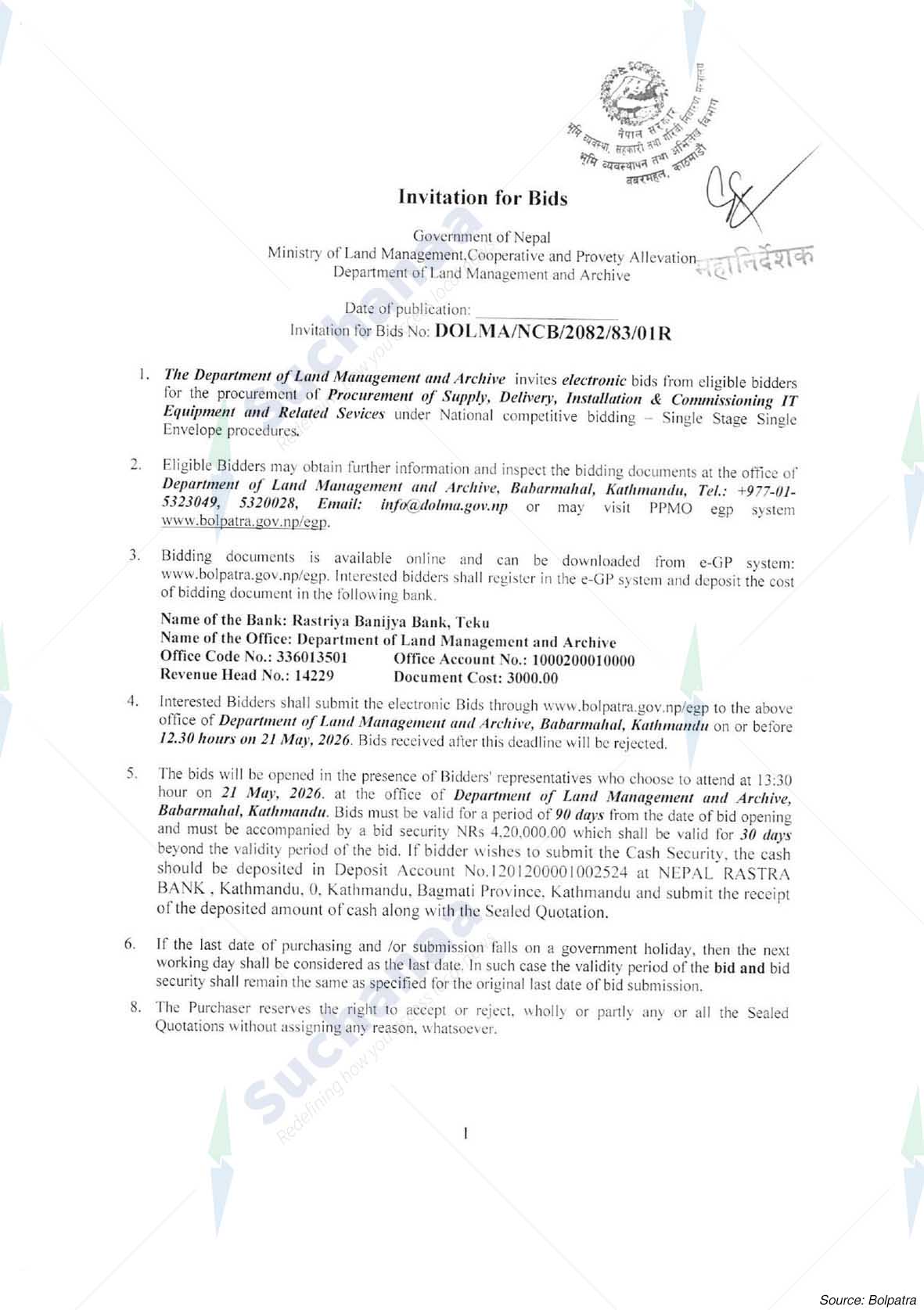 Department of Land Management and Archive