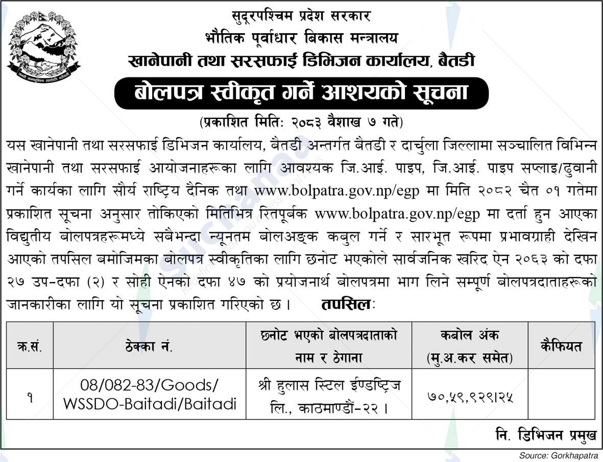 Water Supply and Sanitation Division Office, Baitadi