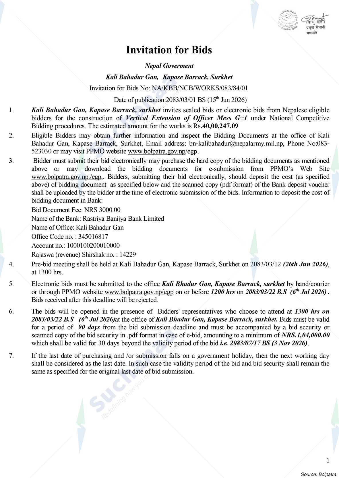 Kali Bahadur Battalion, Kapase Barrack, Surkhet