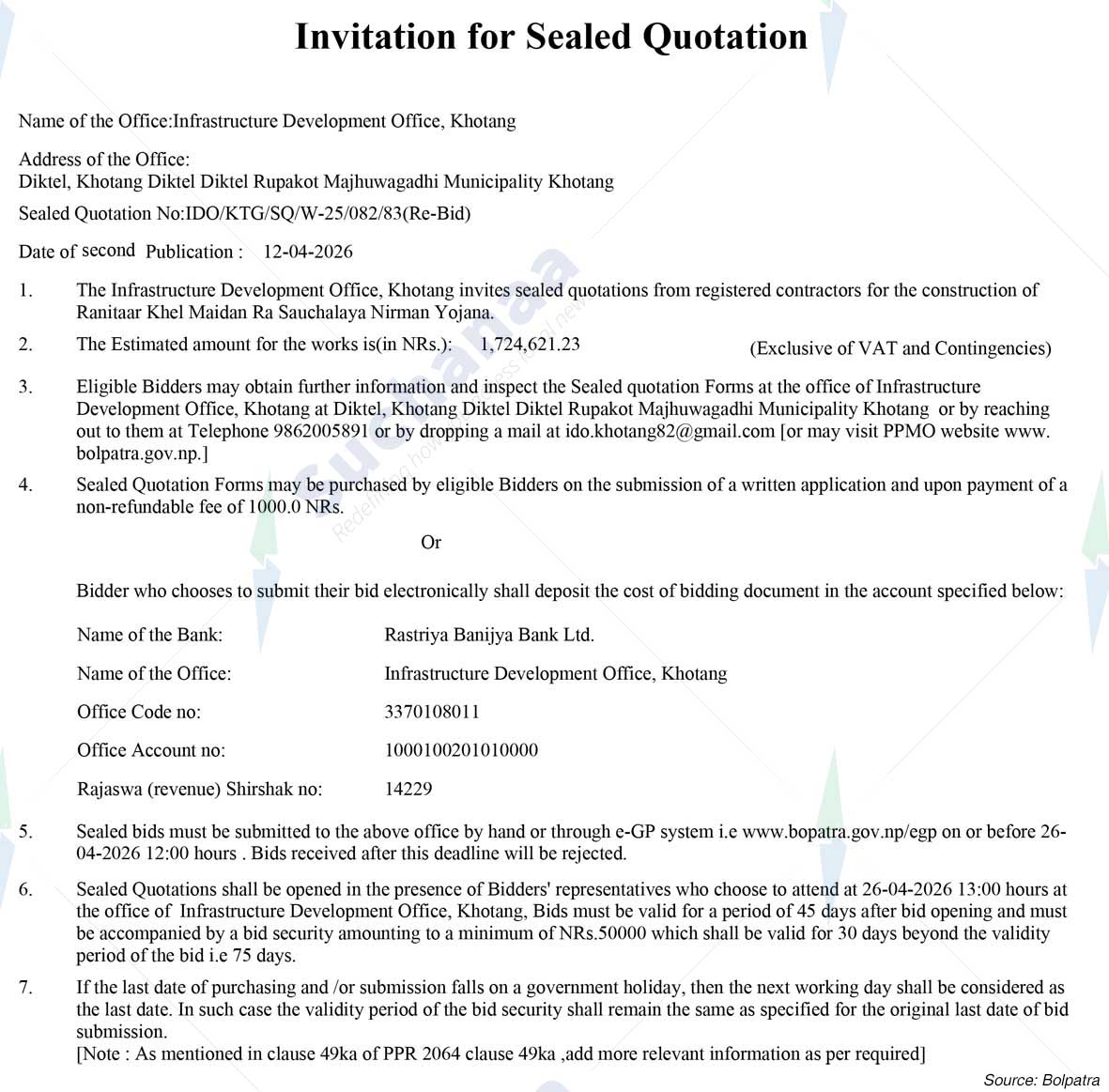 Infrastructure Development Office, Khotang