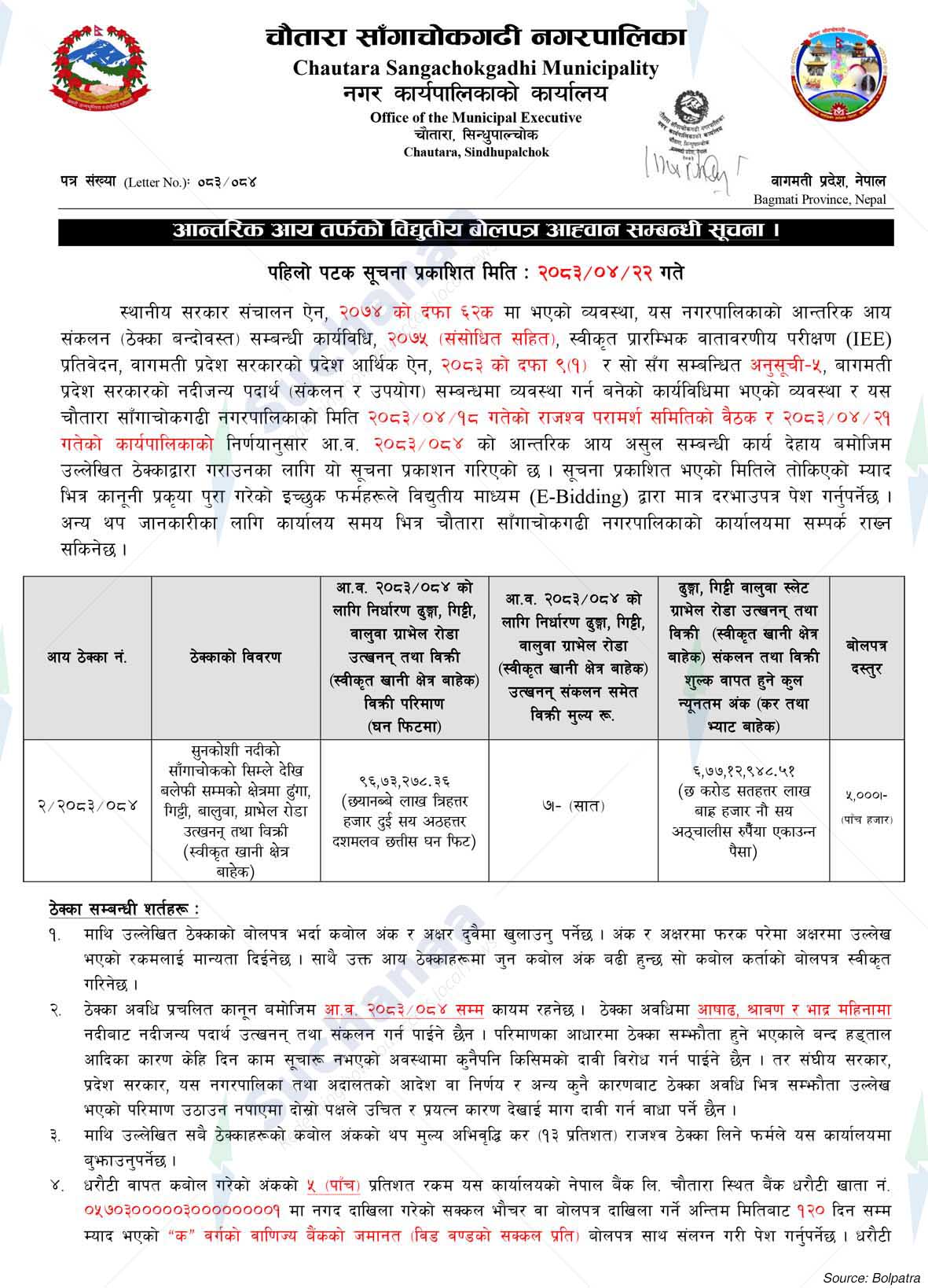 Chautara Sangchokgadhi Municipality