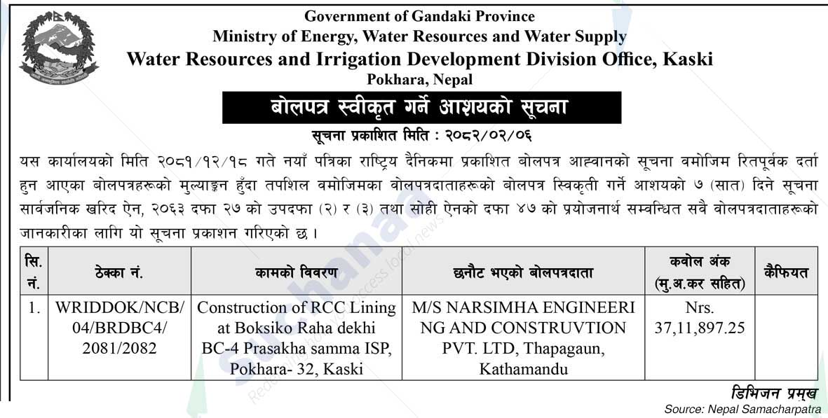 Water Resources and Irrigation Development Division Office, Kaski