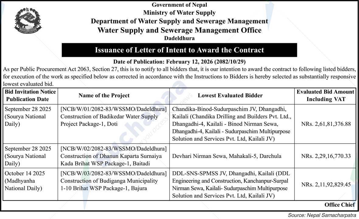 Water Supply and Sewerage Management Office, Dadeldhura