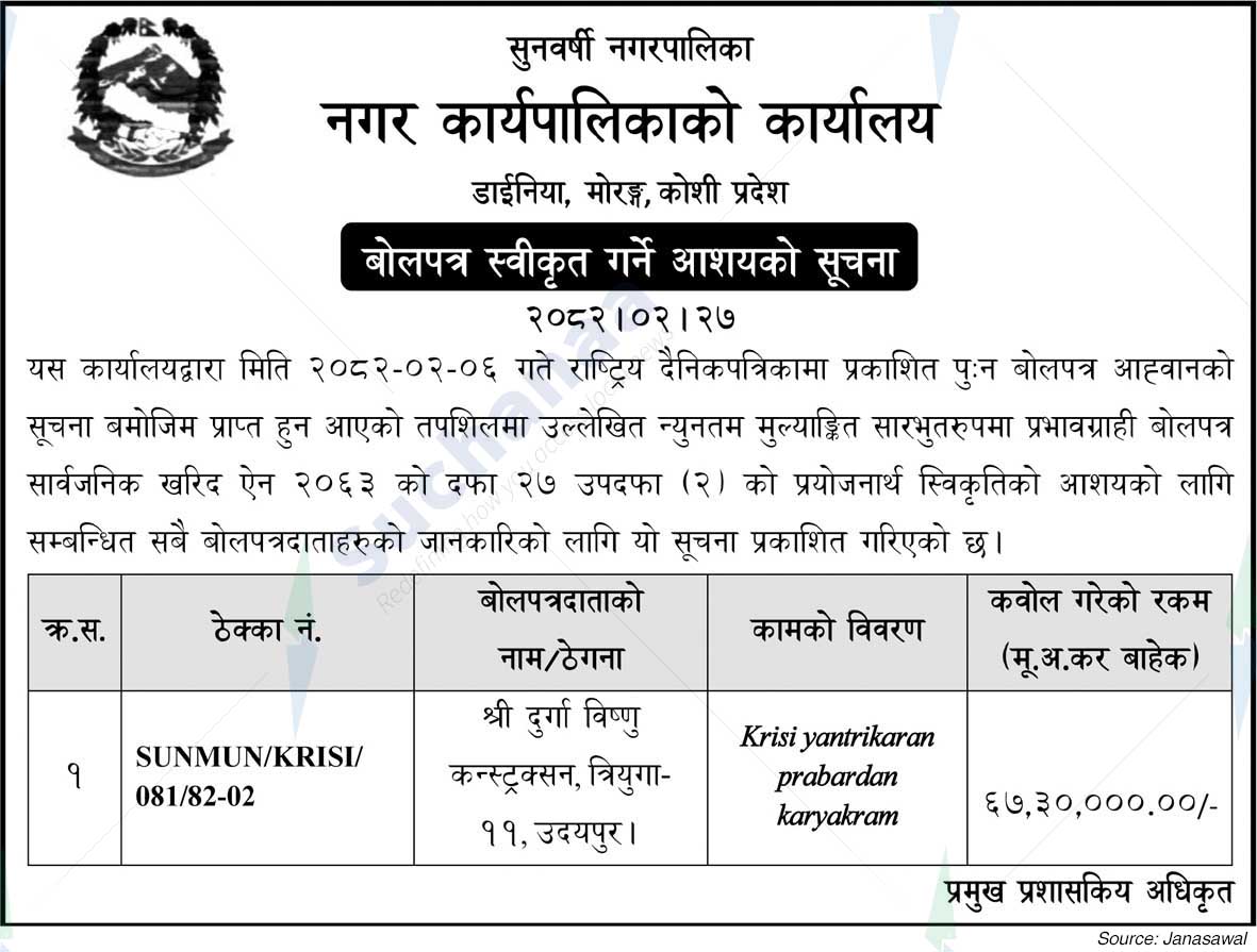 Sunawarshi Municipality