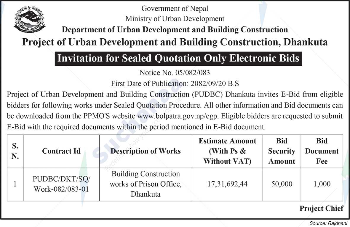 Project of Urban Development and Building Construction, Dhankuta