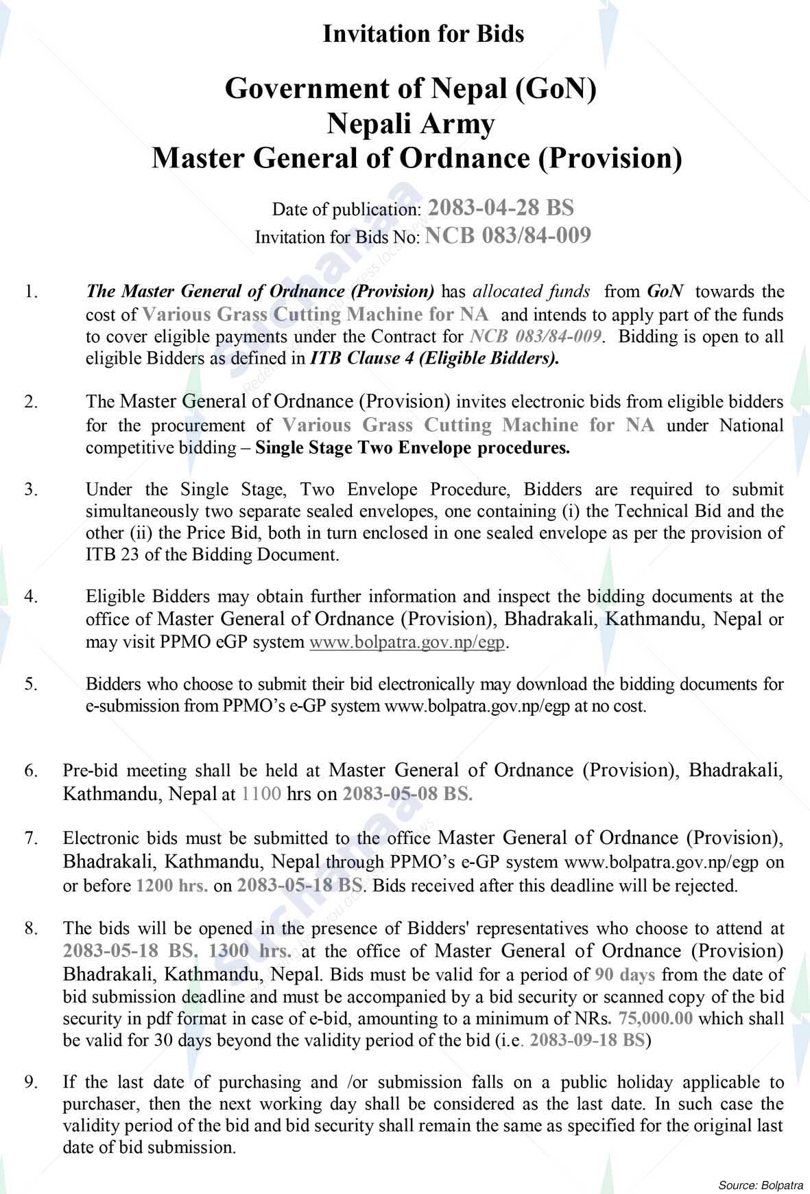 Master General of Ordnance (Provision)