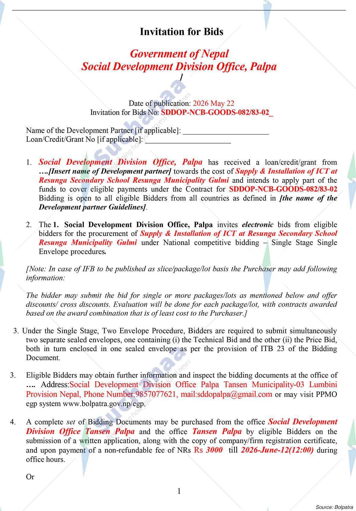 Social Development Division office, Palpa
