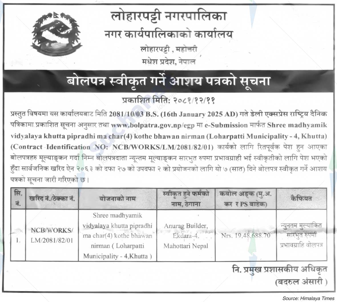 Loharpatti Municipality