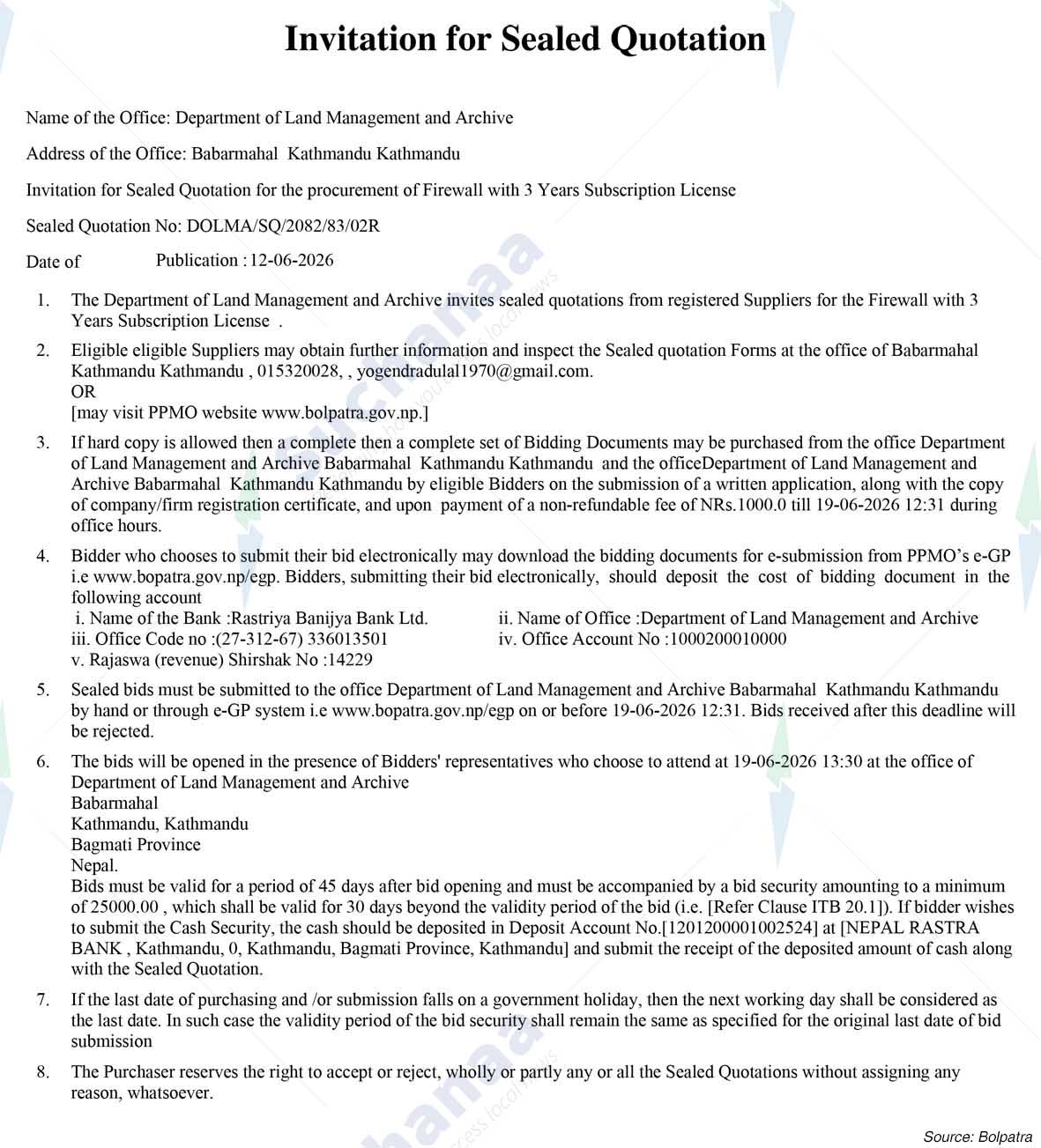 Department of Land Management and Archive