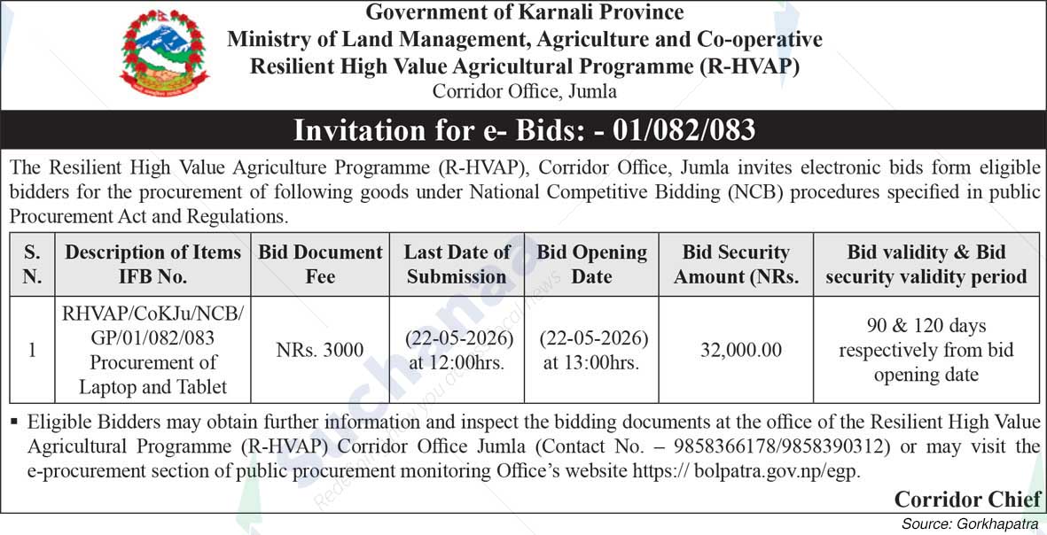 Resilient High Value Agricultural Programme (R-HVAP), Jumla