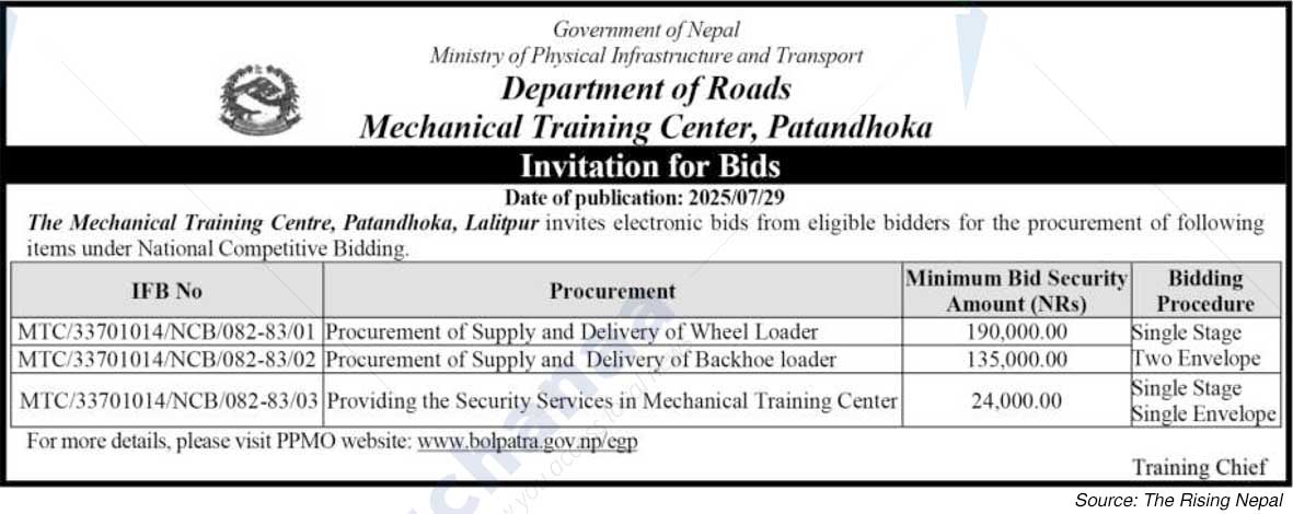 Department of Roads Mechanical Training Center, Patandhoka