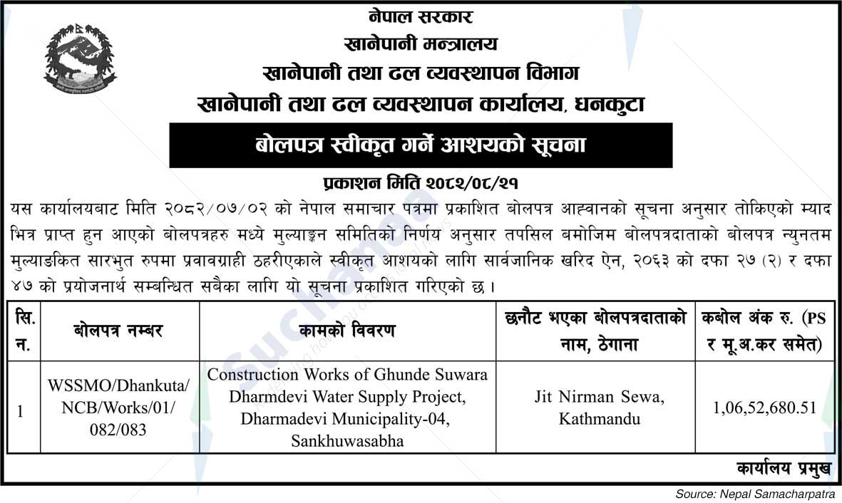 Water Supply and Sewerage Management Office, Dhankuta