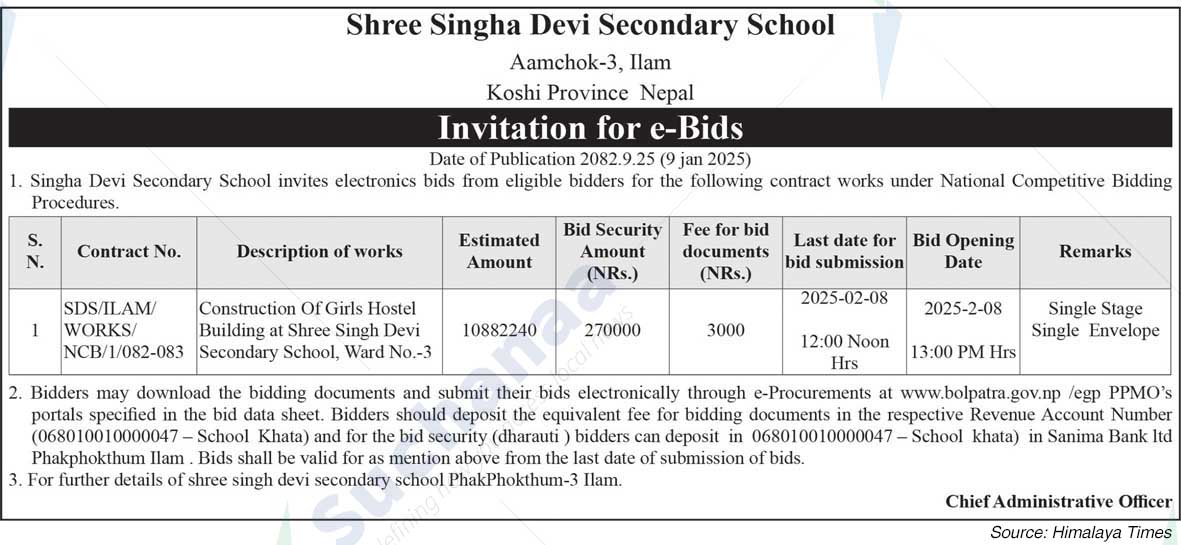 Shree Singha Devi Secondary School, Ilam