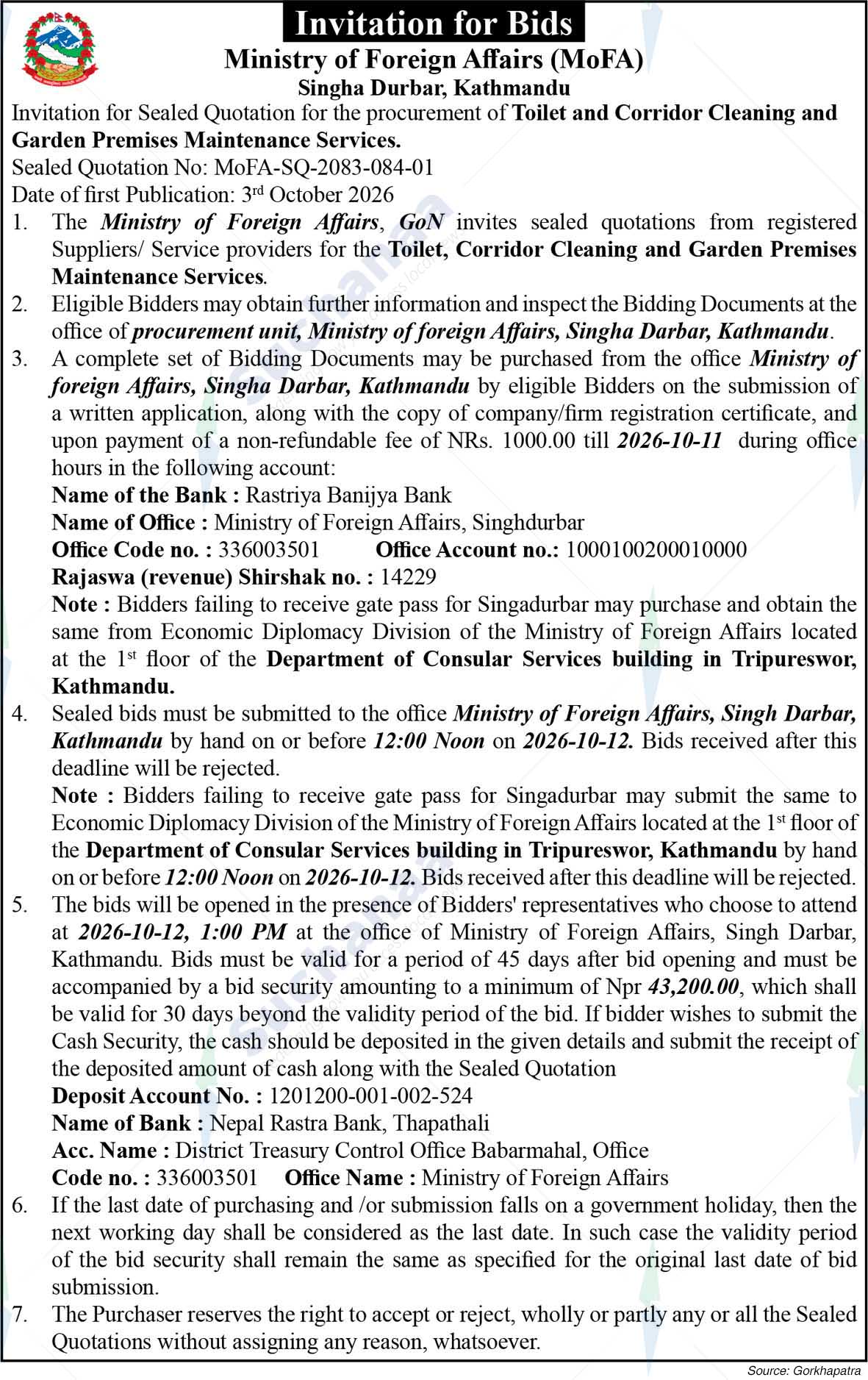 Ministry of Foreign Affairs