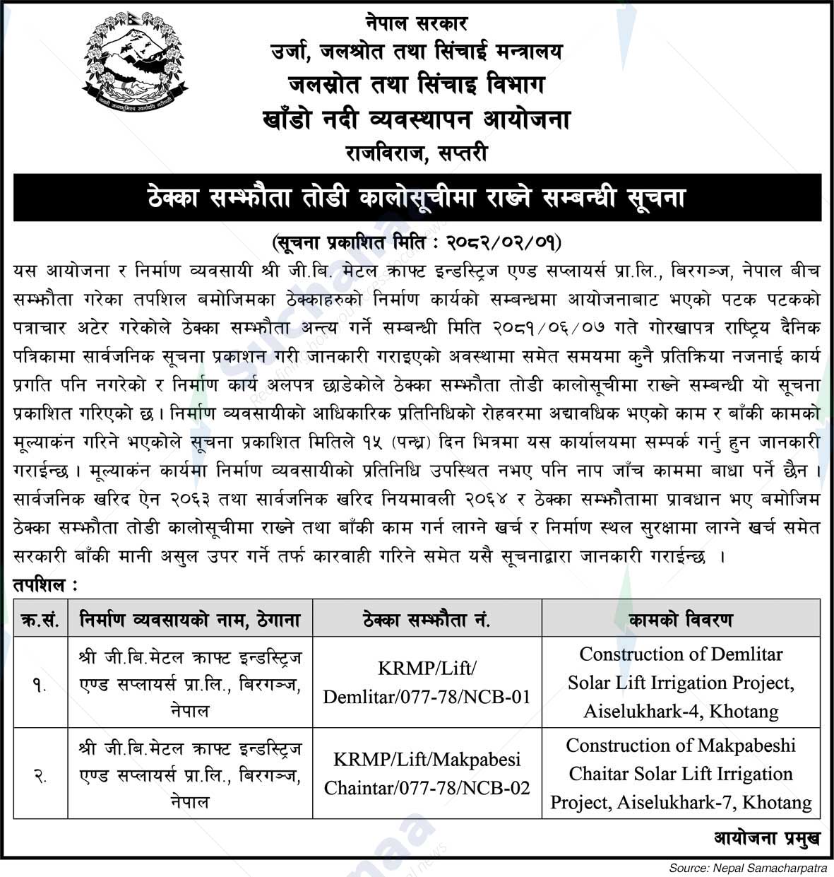 Khando River Management Project Rajbiraj, Saptari