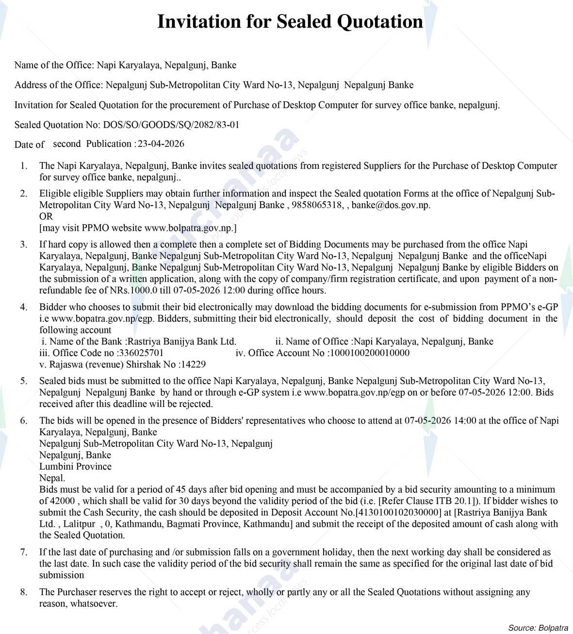 Napi Karyalaya, Nepalgunj, Banke