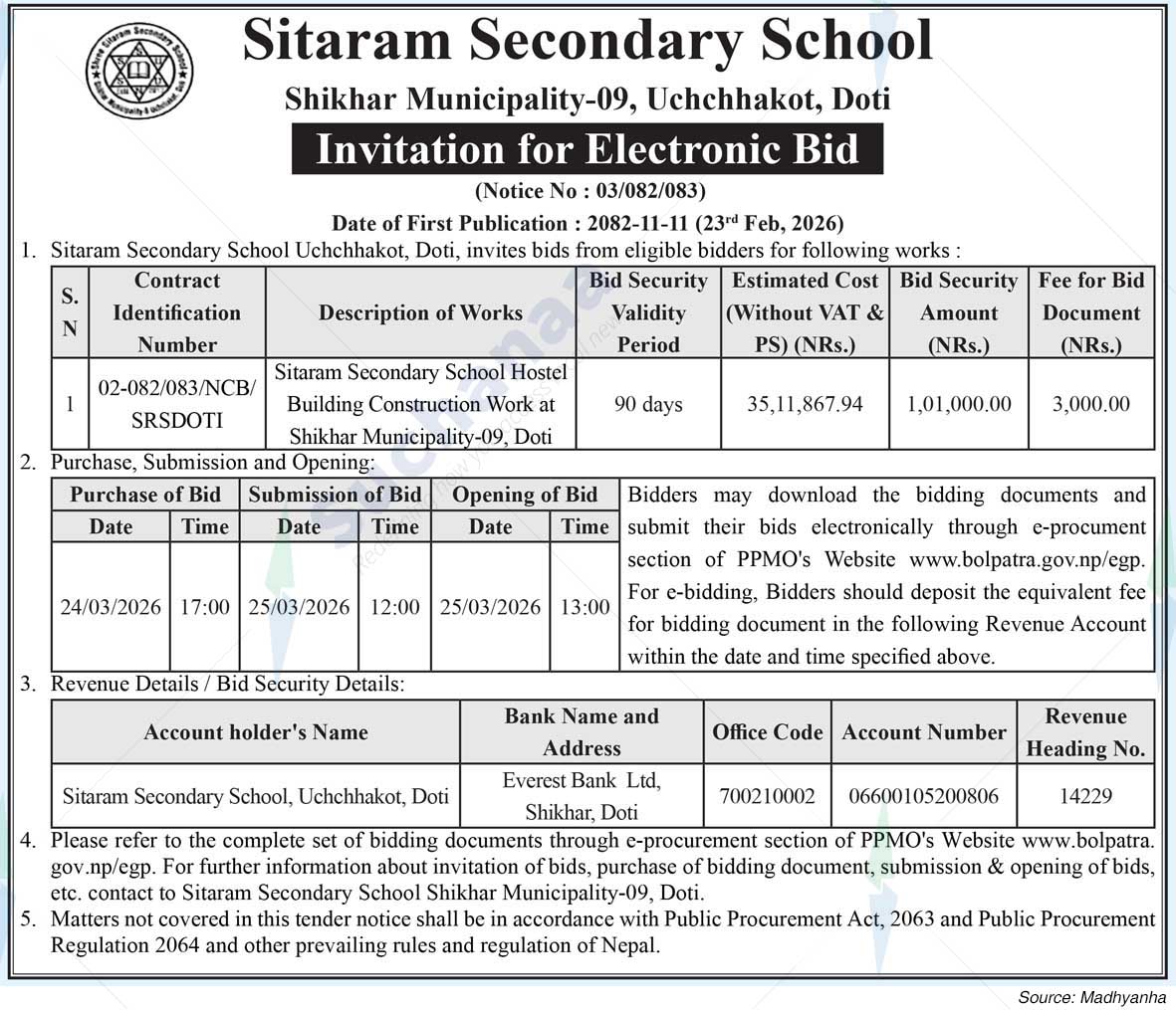 Sitaram Secondary School, Doti