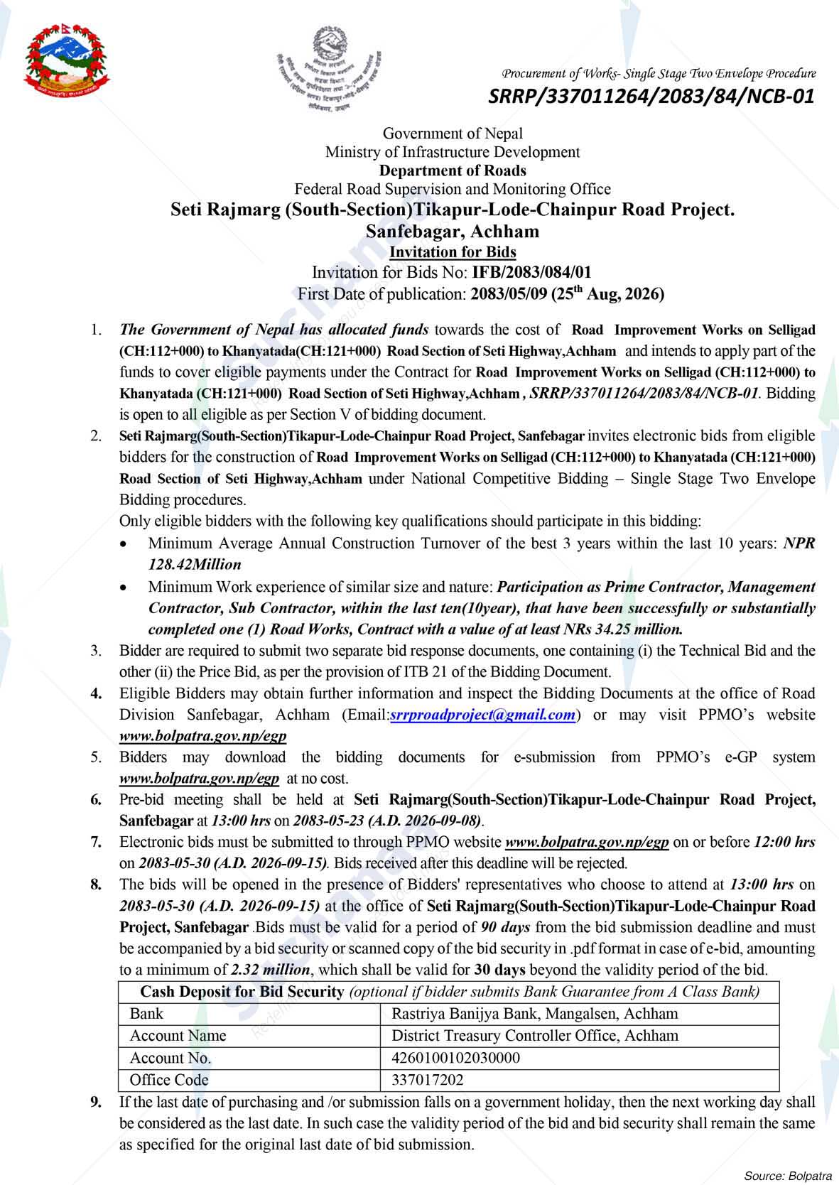 Seti Rajmarg (Southern Section) Tikapur-Lode-Chainpur Road Project