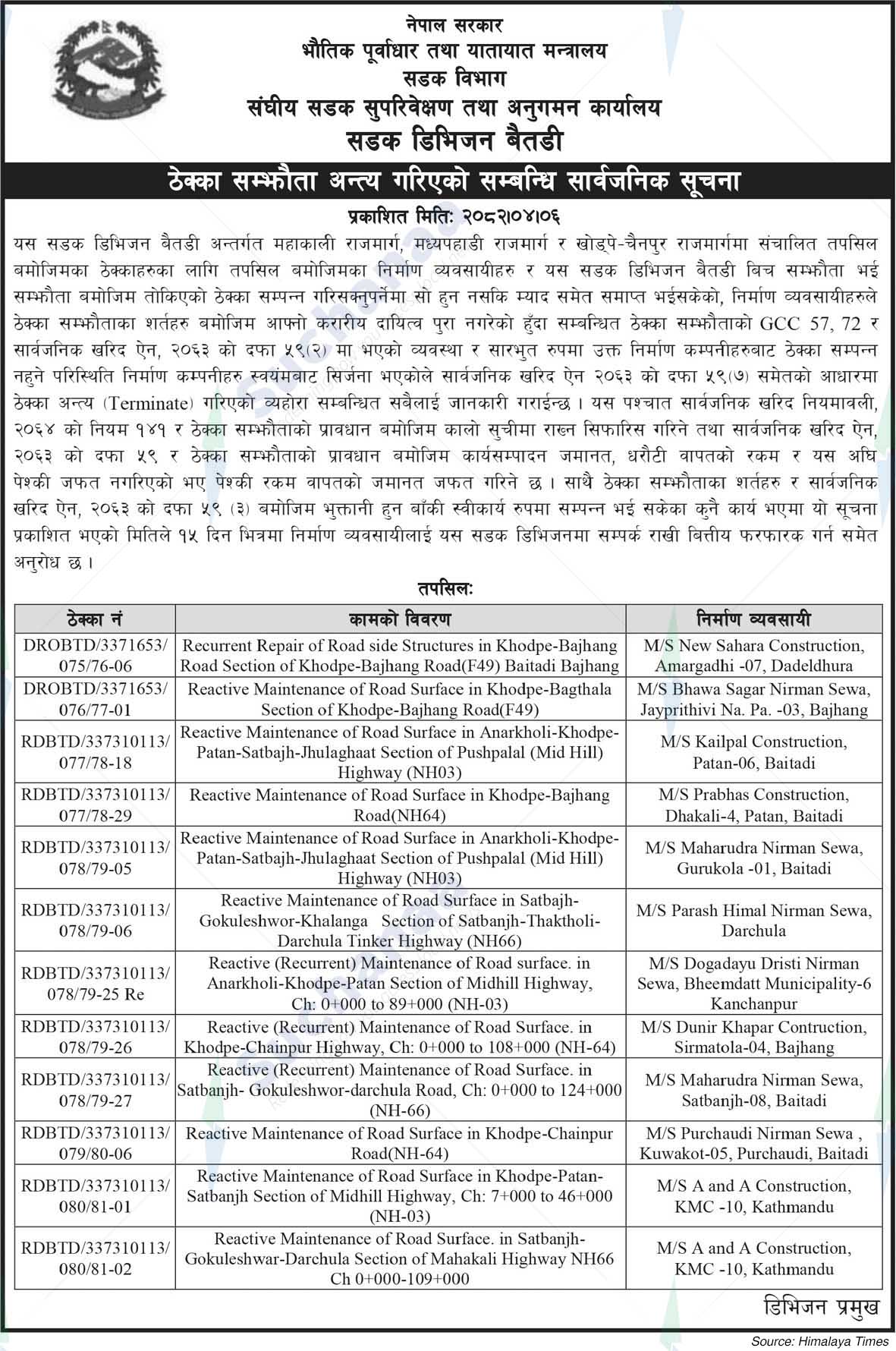 Road Division Baitadi