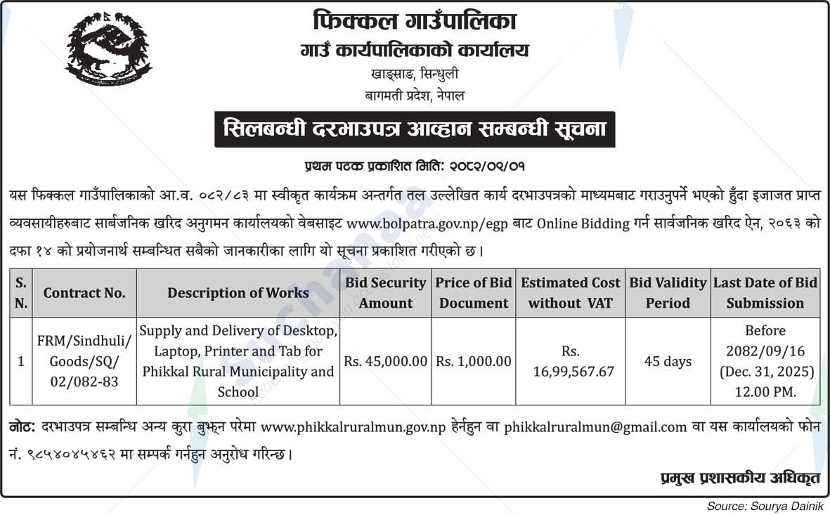 Fikkal Rural Municipality, Khadsang, Sindhuli