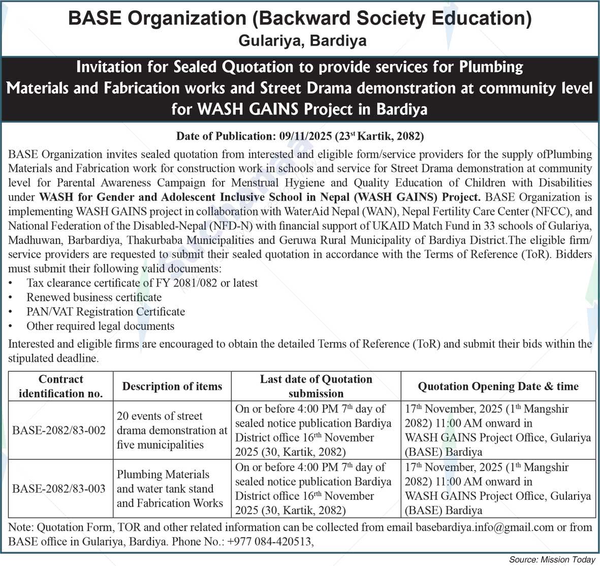 BASE Organization (Backward Society Education), Bardiya