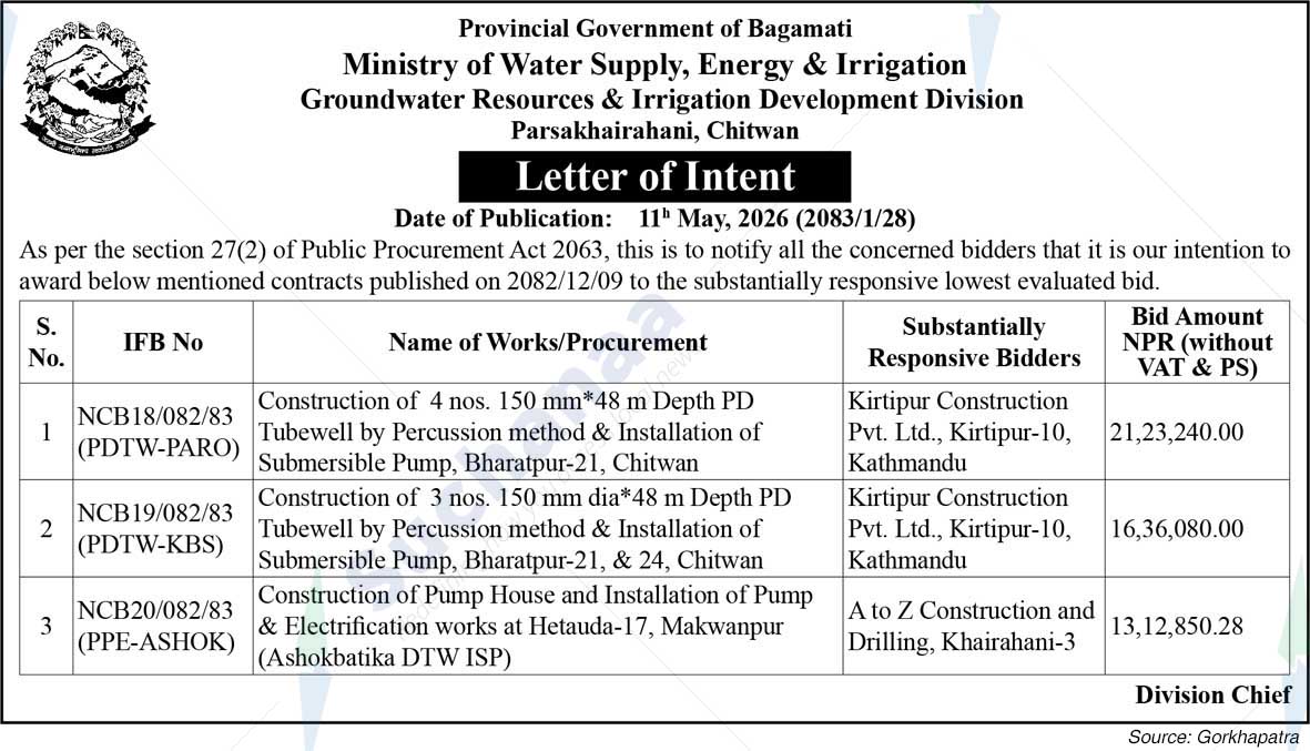 Groundwater Resources & Irrigation Development Division,  Chitwan