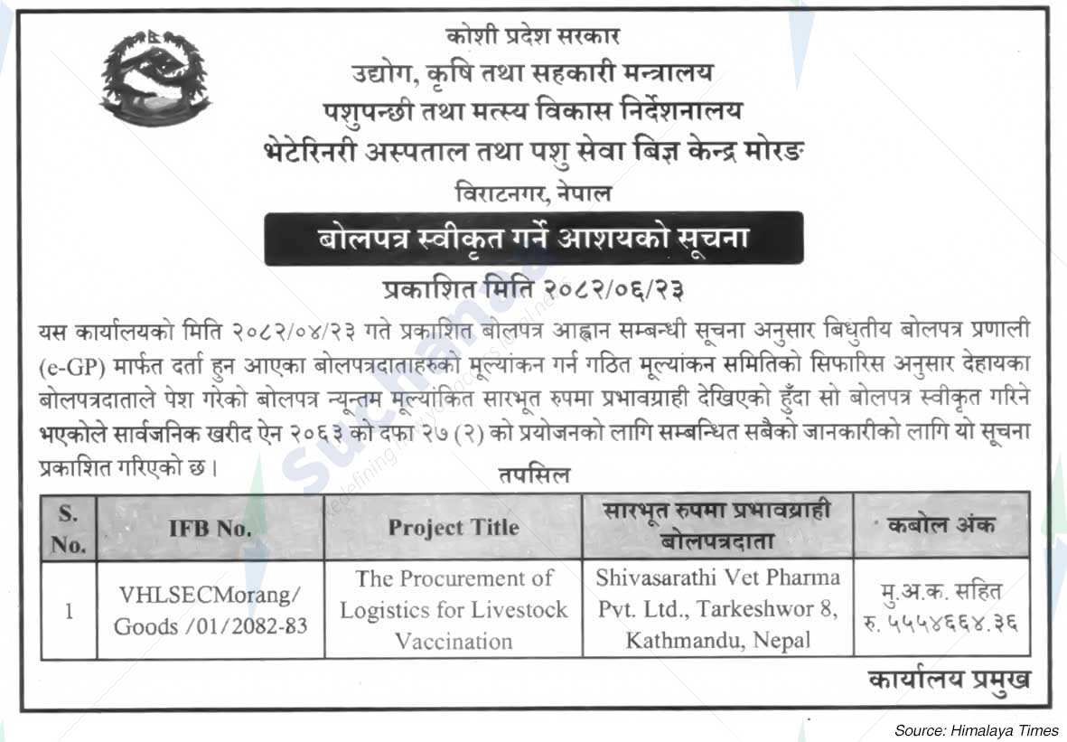 Veterinary Hospital and Livestock Service Centre, Morang