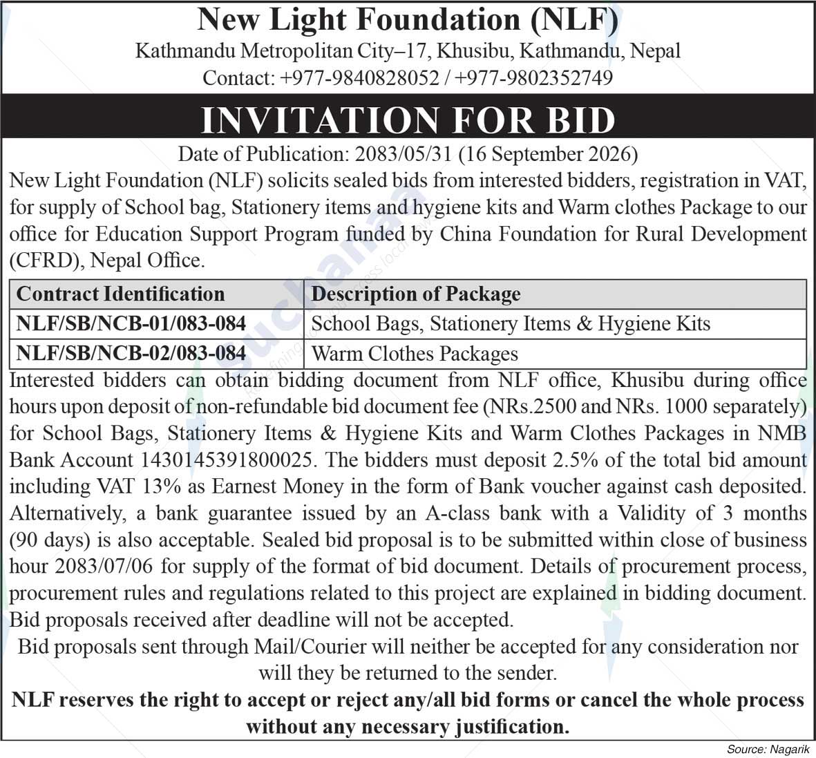 New Light Foundation (NLF)