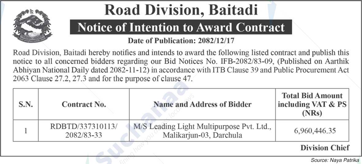Road Division, Baitadi