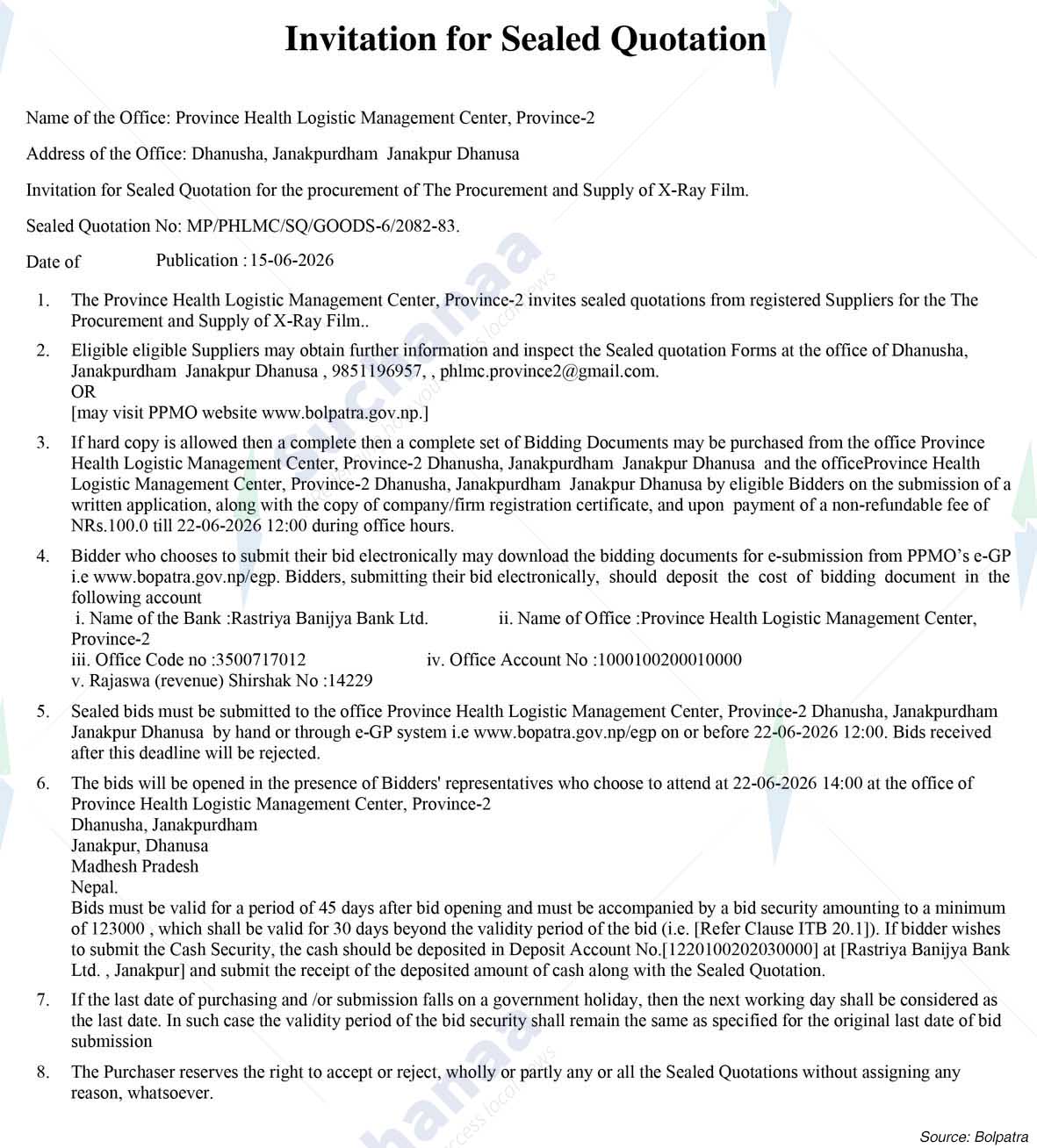 Province Health Logistic Management Center, Province-2