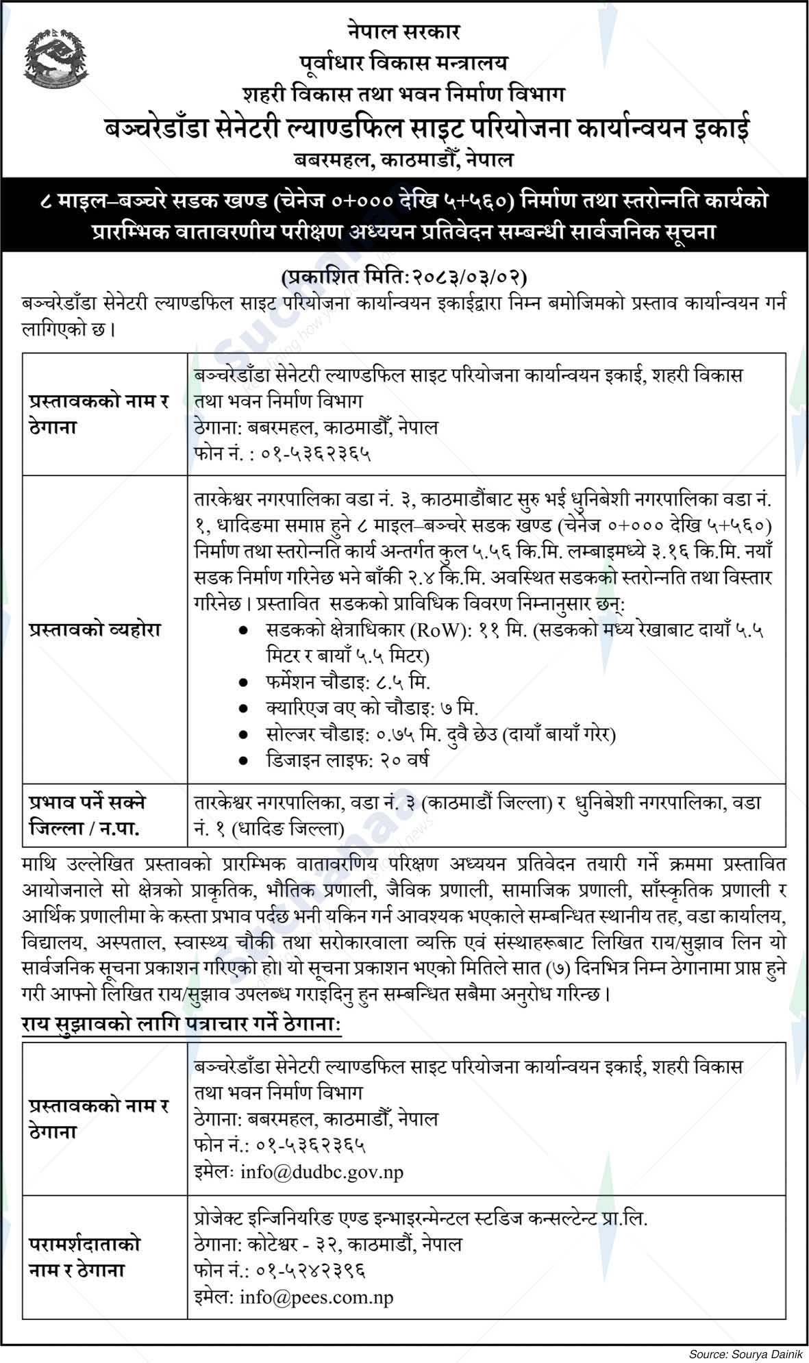 Bancharedanda Sanitary Landfill Site Project Implementation Unit, Kathmandu