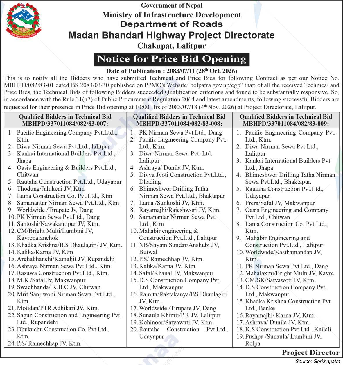 Madan Bhandari Highway Project Directorate