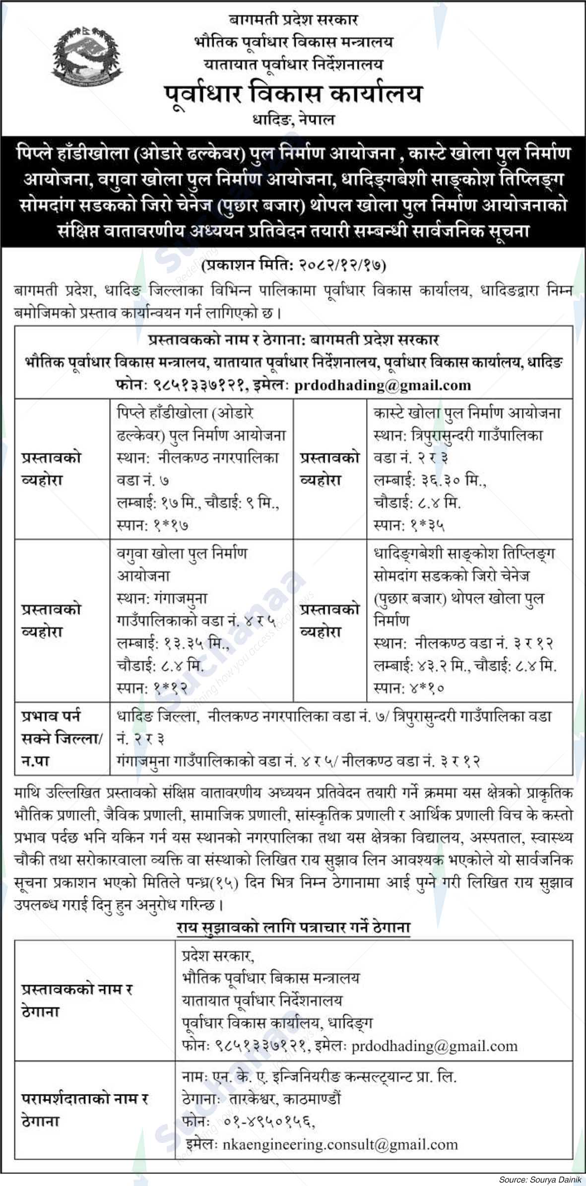 Infrastructure Development Office, Dhading