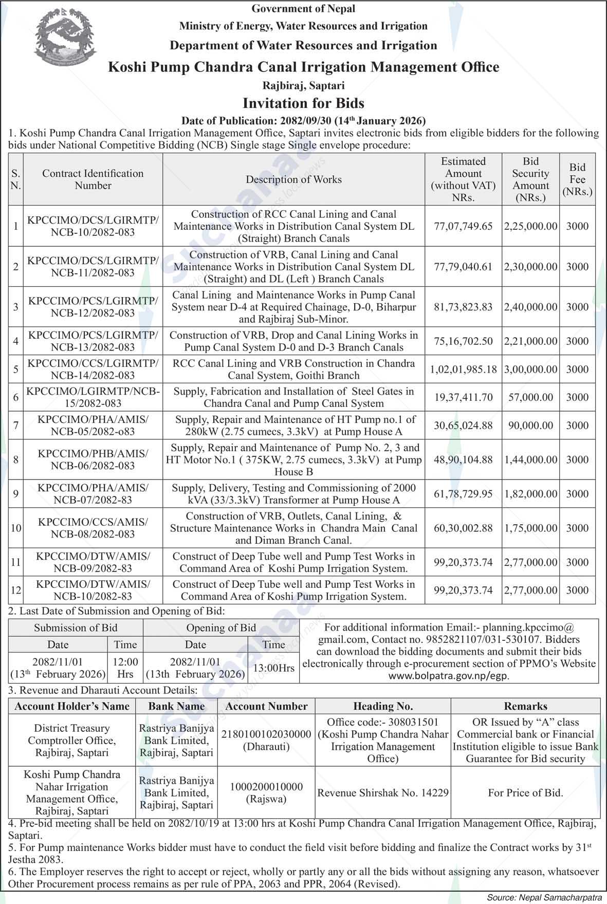 Koshi Pump Chandra Canal Irrigation Management Office, Saptari