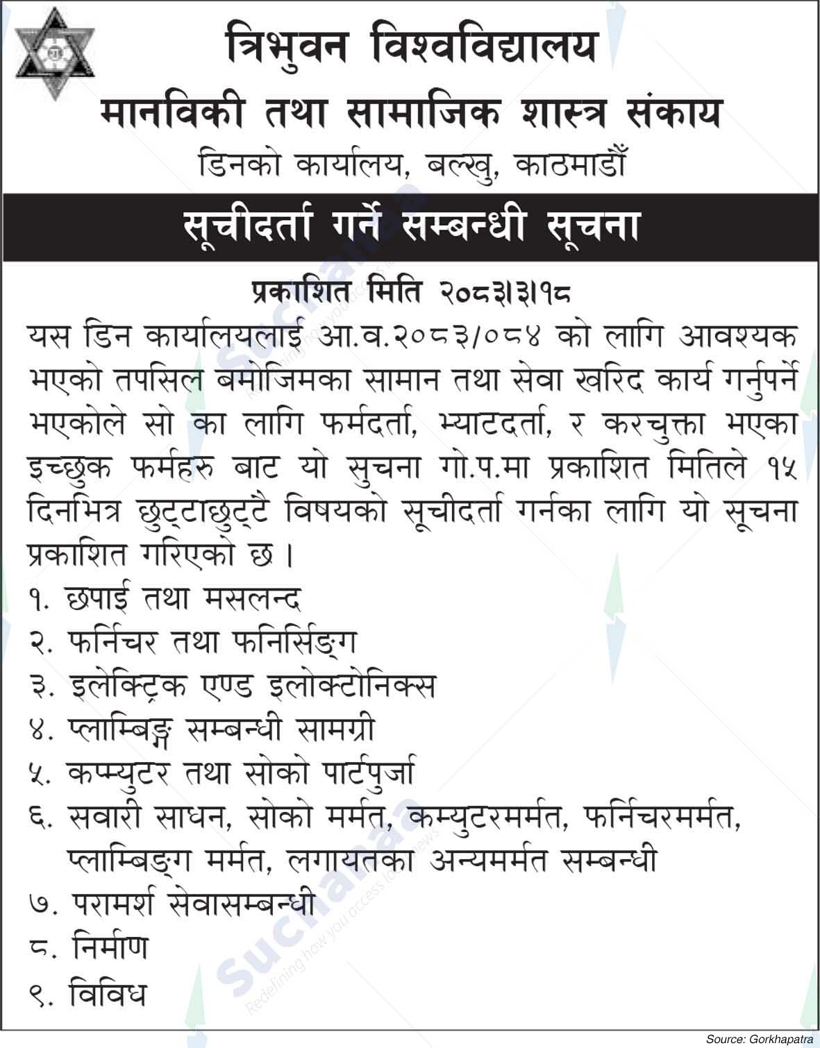 Tribhuvan University, Faculty of Humanities and Social Sciences