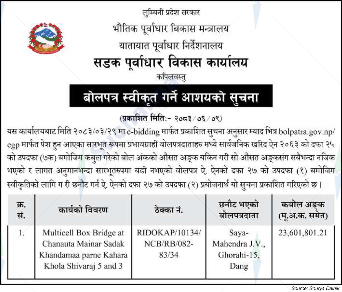 Road Infrastructure Development Office, Kapilvastu