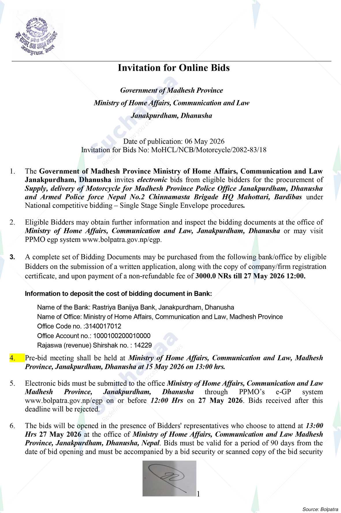 Ministry of Home Affair, Communication and Law, Madhesh