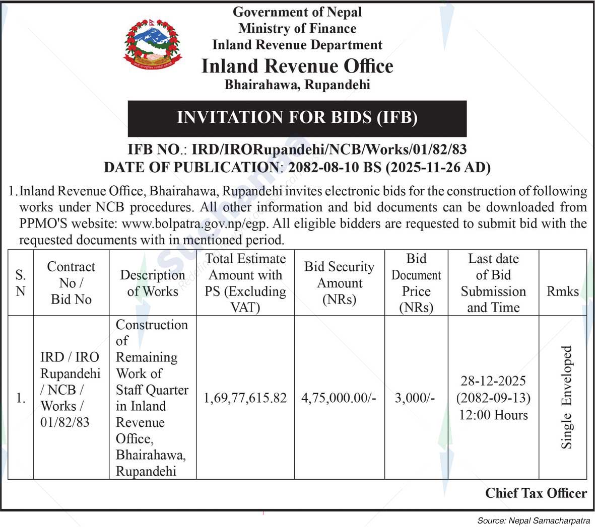 Inland Revenue Office, Bhairahawa, Rupandehi