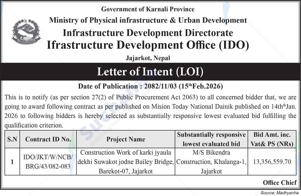 Ifrastructure Development Office (IDO), Jajarkot,
