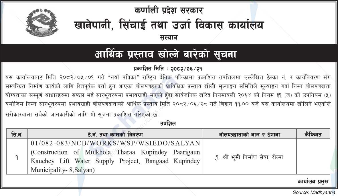 Drinking Water, Irrigation and Energy Development Office