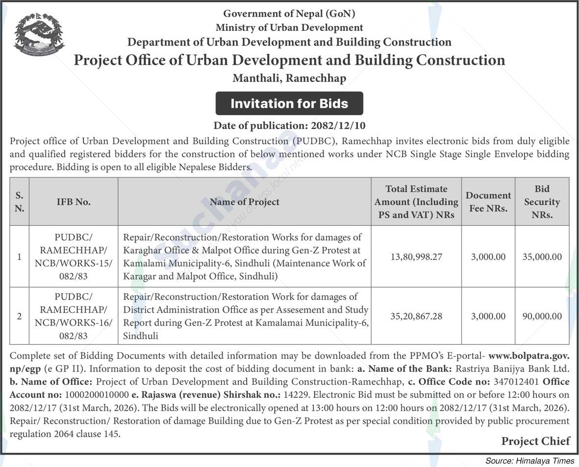 Project Office of Urban Development and Building Construction, Ramechhap