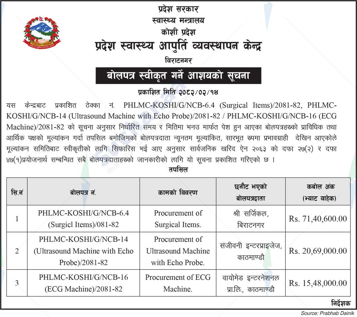 Provincial Health Supply Management Center, Biratnagar