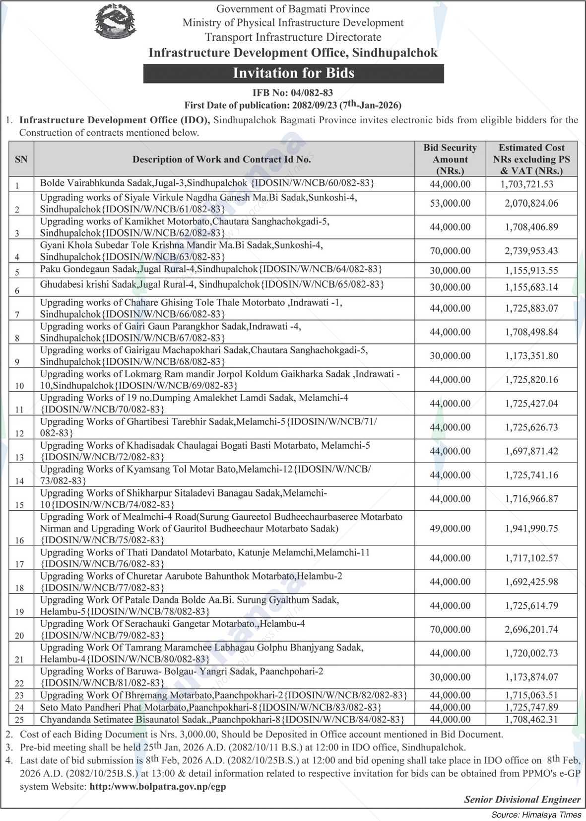 Infrastructure Development Office, Sindhupalchok