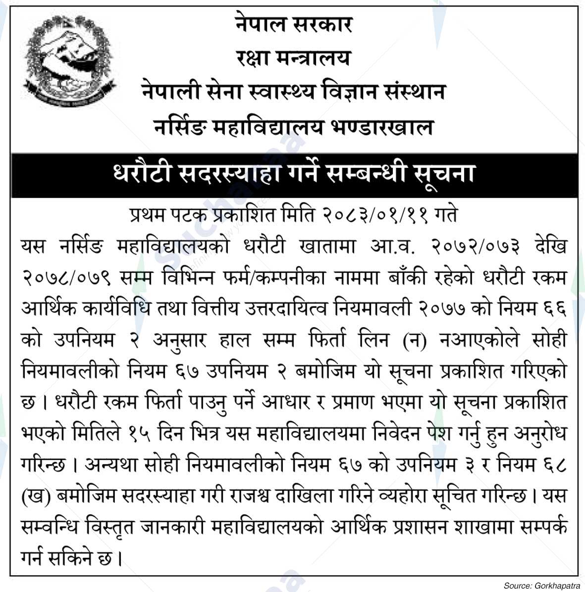 Nepali Army Swastha Bigyan Sansthan