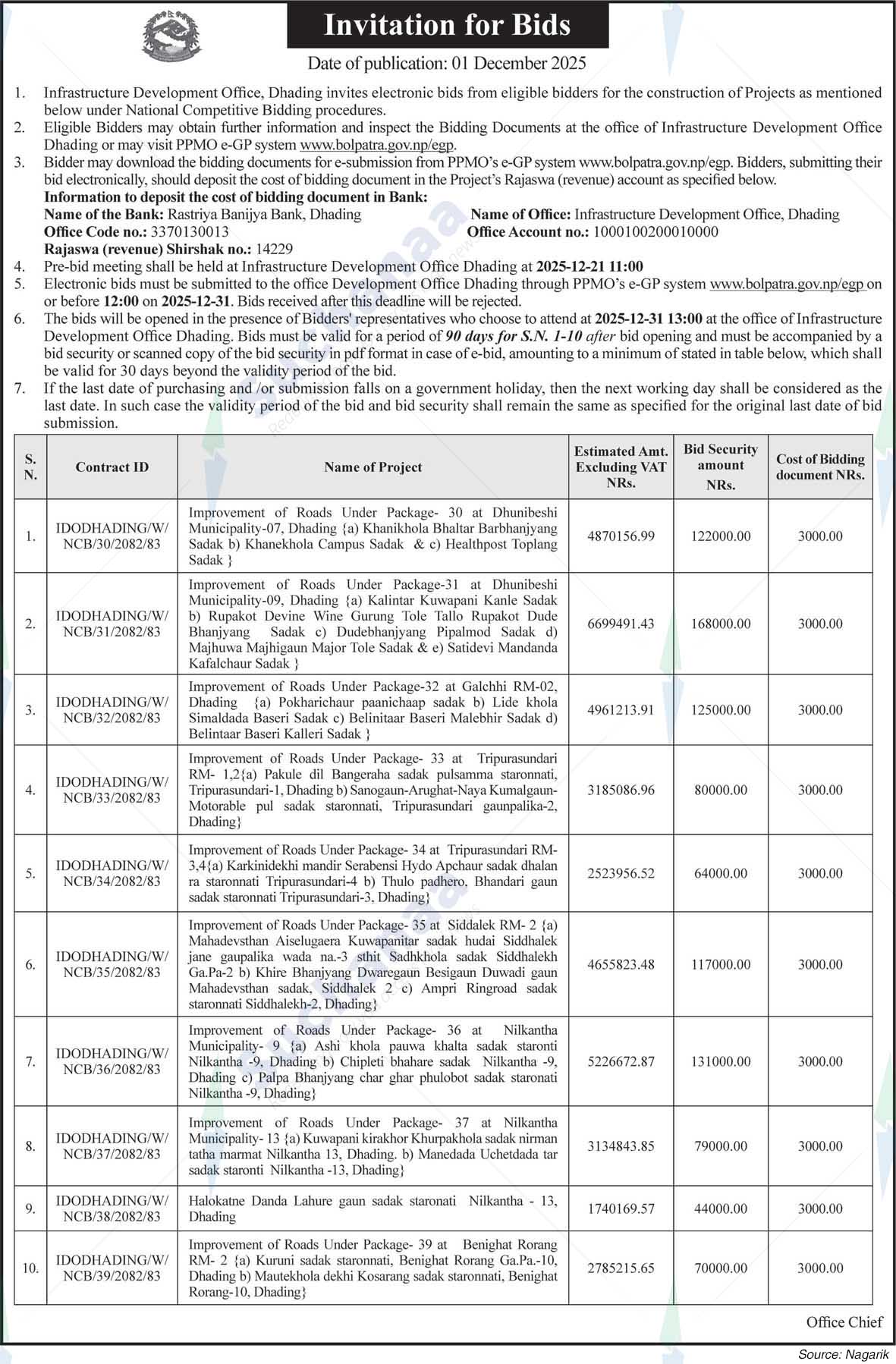 Infrastructure Development Office, Dhading