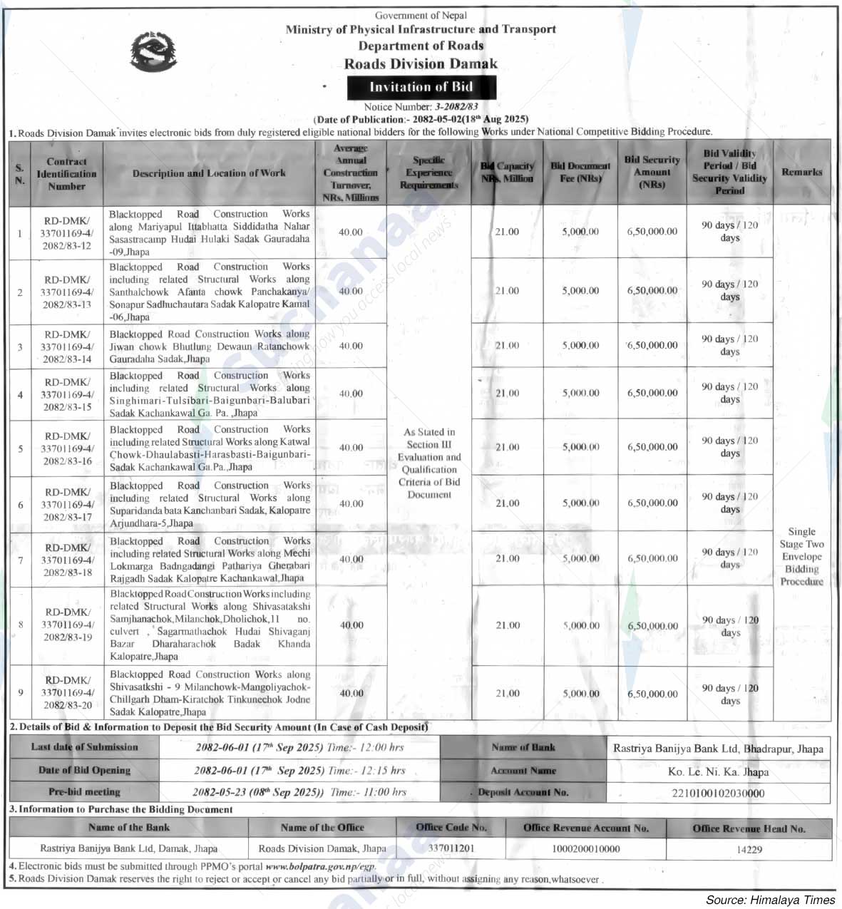 Roads Division Damak