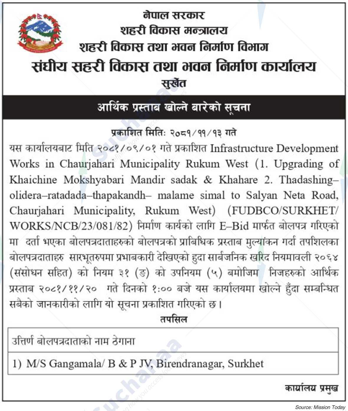 Federal Urban Development and Building Office Surkhet